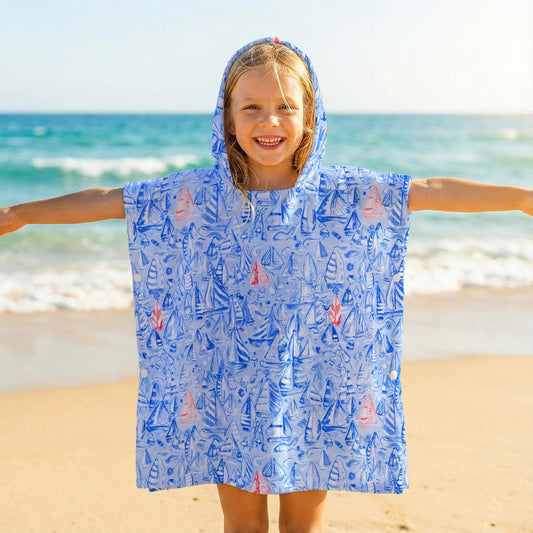 "Puffin my Sails" Kid's Hooded Towel Poncho