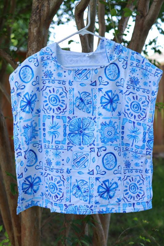 Frond of These Tiles - Kid's Hooded Towel Poncho