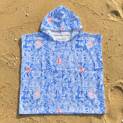 "Puffin my Sails" Kid's Hooded Towel Poncho