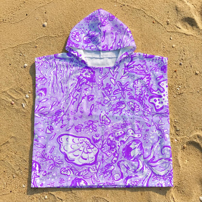 Octopus' Garden Party in Purple Party - Kid's Hooded Towel Poncho