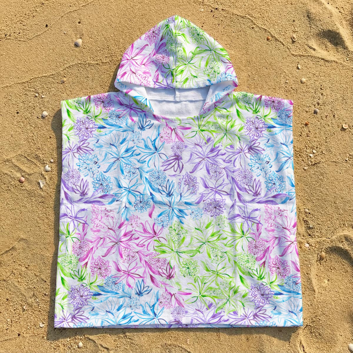 Blooms with a View -  Kid's Hooded Towel Poncho