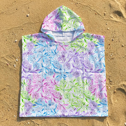 Blooms with a View -  Kid's Hooded Towel Poncho