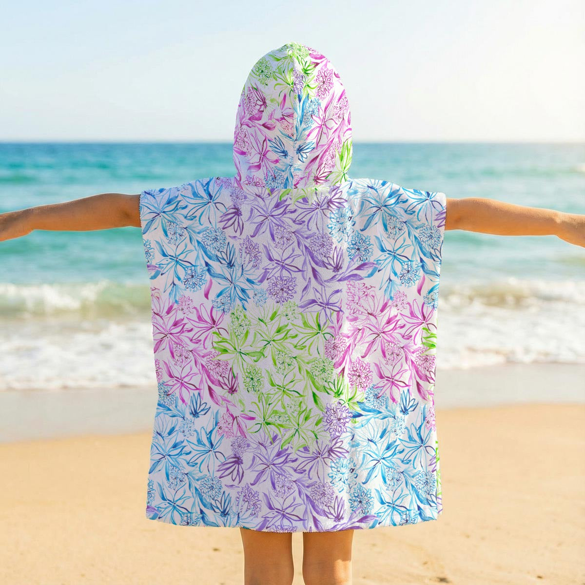 Blooms with a View -  Kid's Hooded Towel Poncho