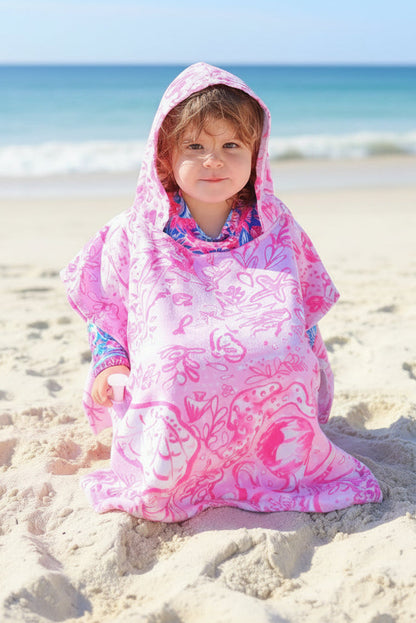 Octopus' Garden Party in Pink on Pink on Pink - Kid's Hooded Towel Poncho