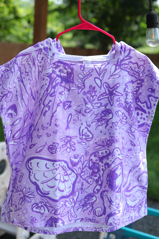 Octopus' Garden Party in Purple Party - Kid's Hooded Towel Poncho