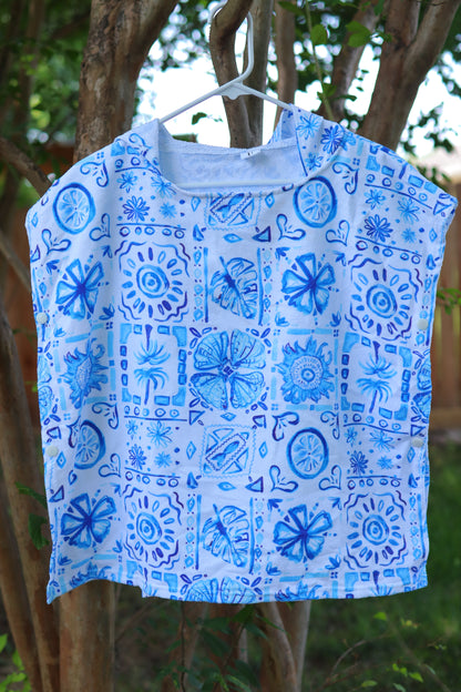 Frond of These Tiles -  Kid's Hooded Towel Poncho