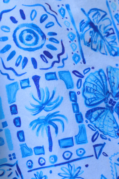 Frond of These Tiles -  Kid's Hooded Towel Poncho