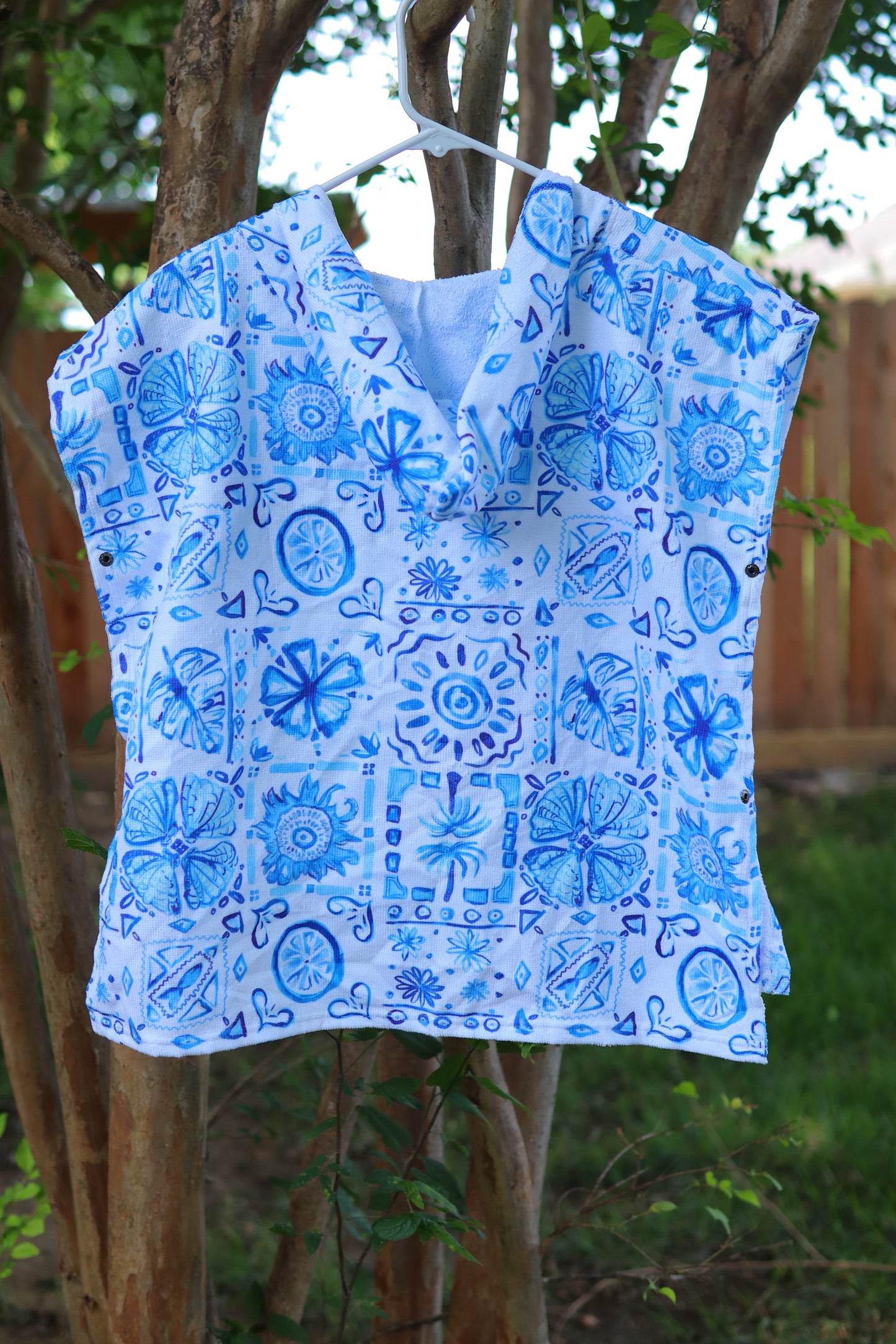 Frond of These Tiles -  Kid's Hooded Towel Poncho