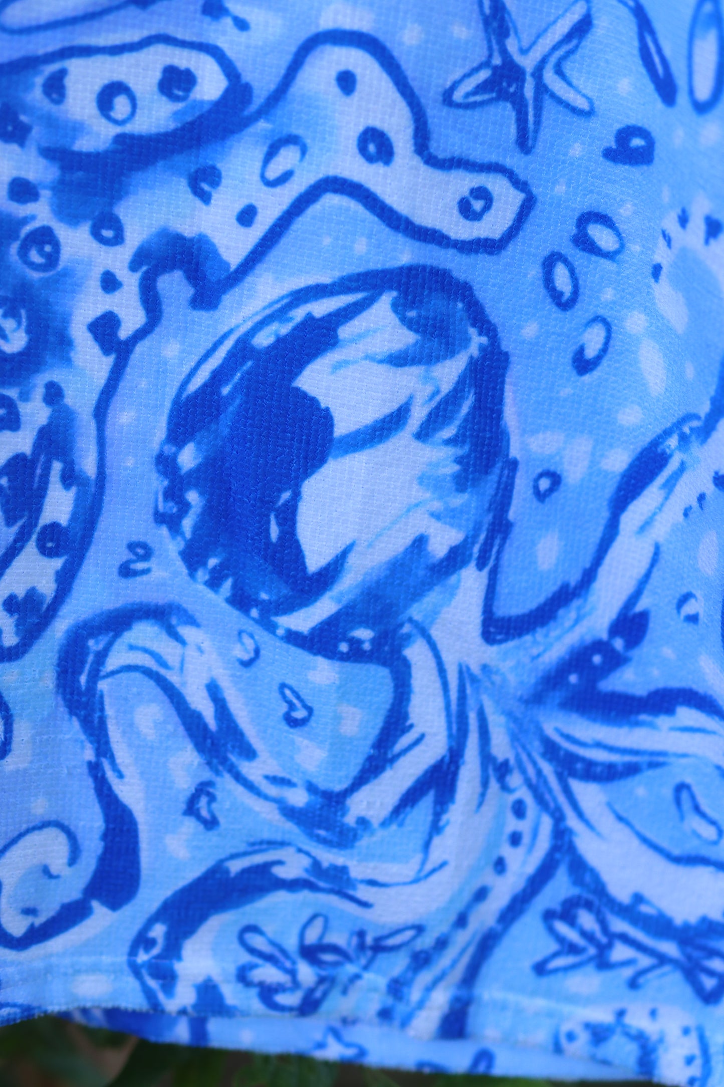 Octopus' Garden Party in Beachy Blue- Kid's Hooded Towel Poncho